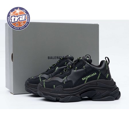 Balenciaga Triple S Allover Logo Black Green(W) SIZE: 35-45