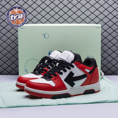 OFF-WHITE Out Of Office OOO Low Tops Black White Red Unisex