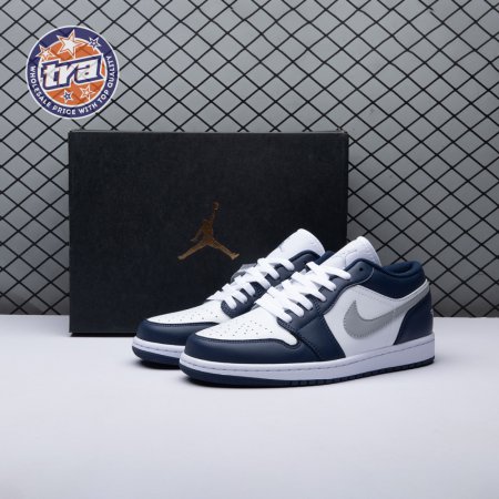 Jordan 1 Low Wolf Grey Midnight Navy 553558-141 Unisex